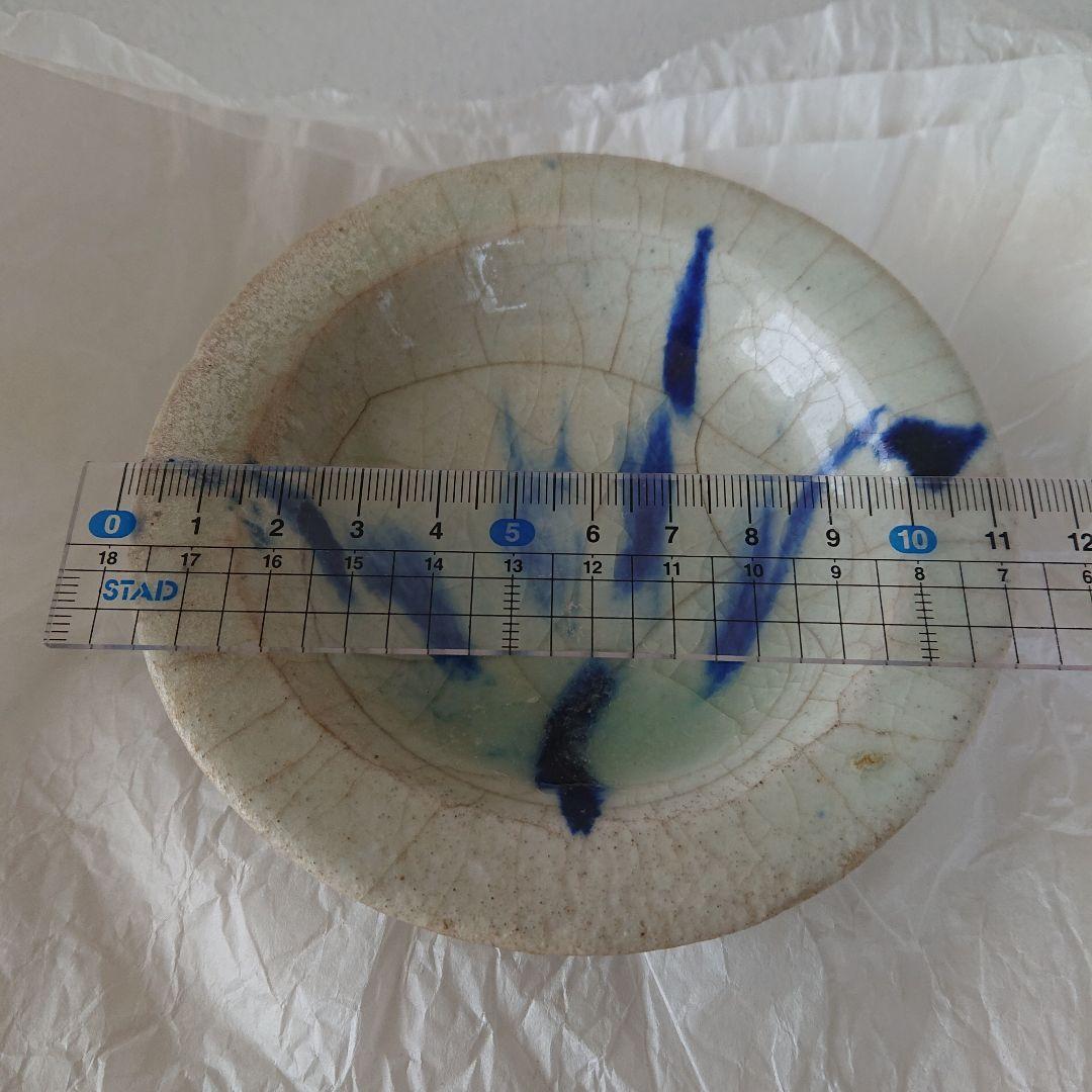 ペルシャ陶器　波斯白地藍線小皿