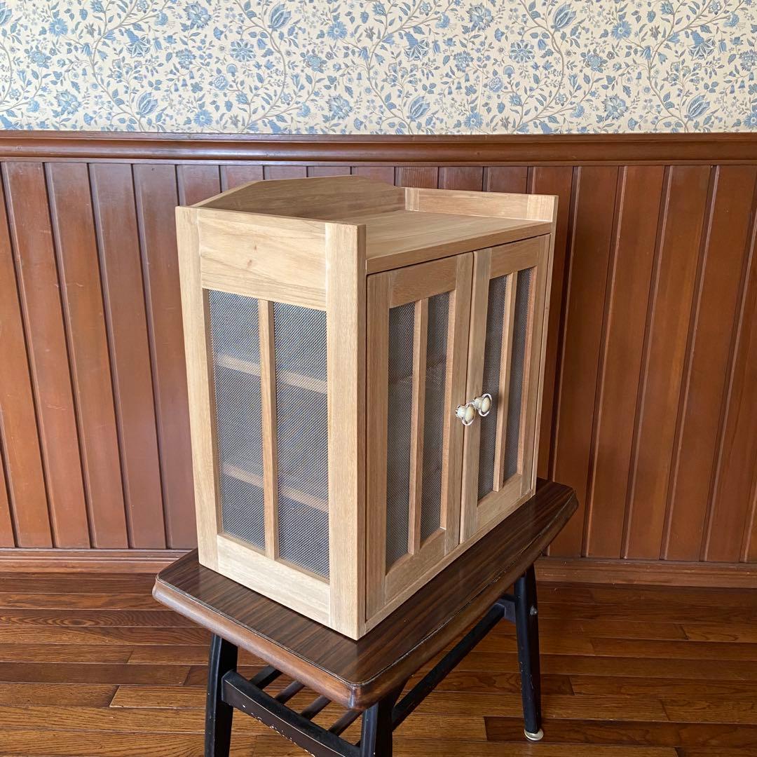 昭和レトロ　蝿帳　保管棚　小物棚　桐製　天然木　ナチュラルな生活　美品