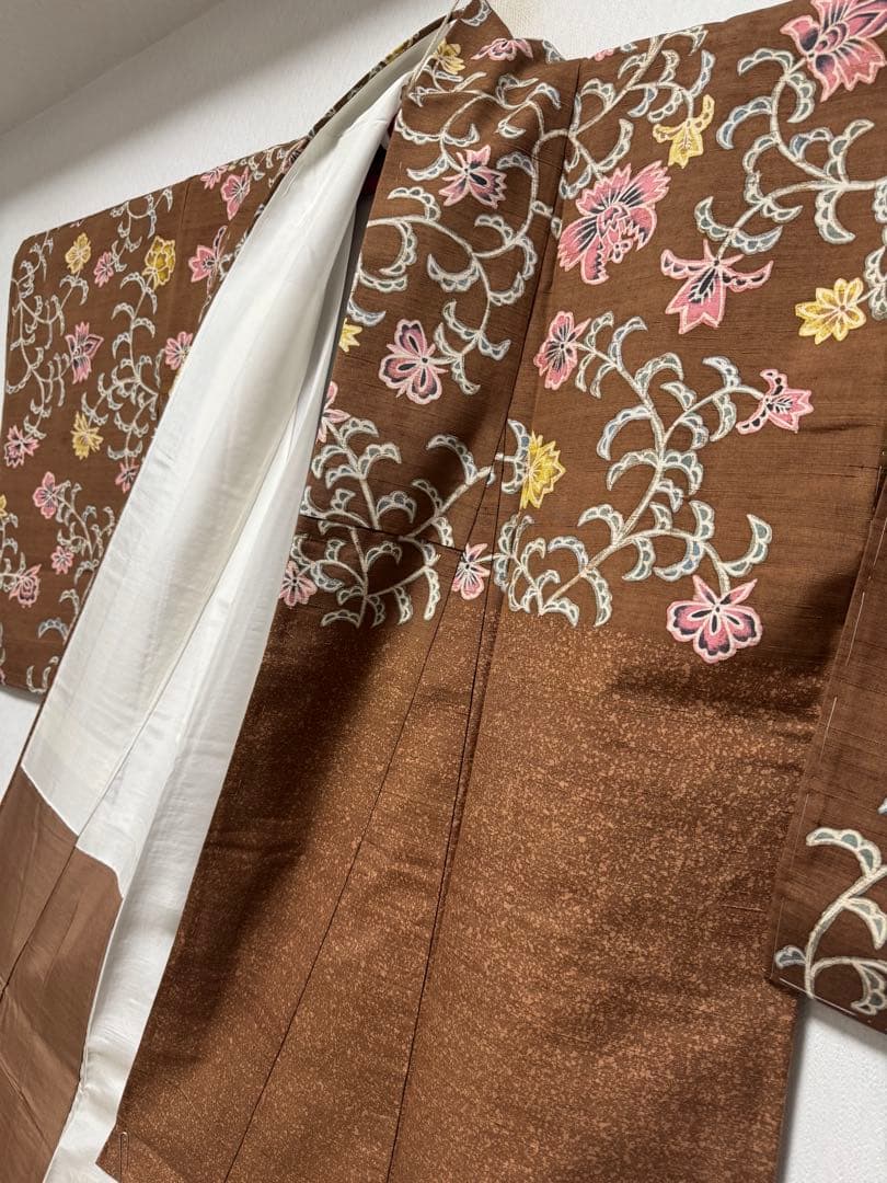 【銘品新品】京都老舗銘店「京ごふく細尾」 「木版染め」小千谷紬 玉糸 トール寸