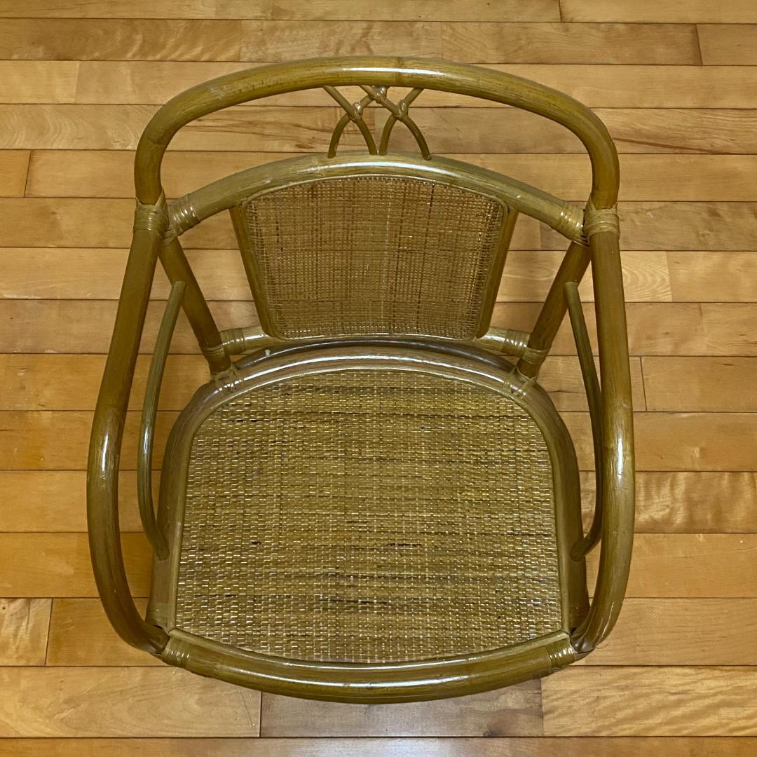 籐 ラタン ローチェア 肘付 W54 D57 H61 座面の高さ20 送料込み