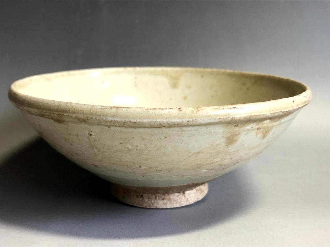 茶碗■白釉古陶粉引茶碗 江戸期抹茶碗 広口 古玩 唐物 古美術 時代物 骨董品■