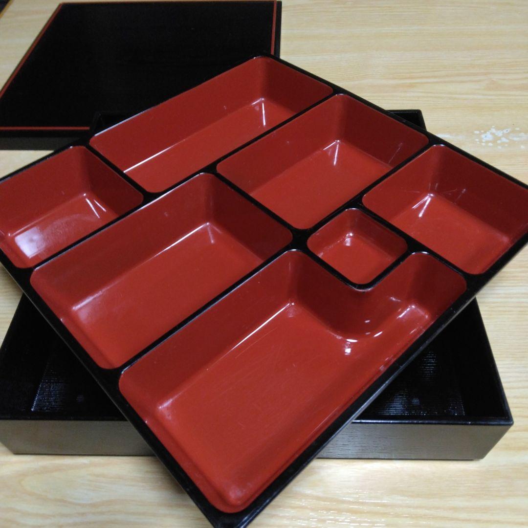 ②松花堂弁当箱 赤い仕切り付き 30㎝×30㎝×約6㎝ 10組セット