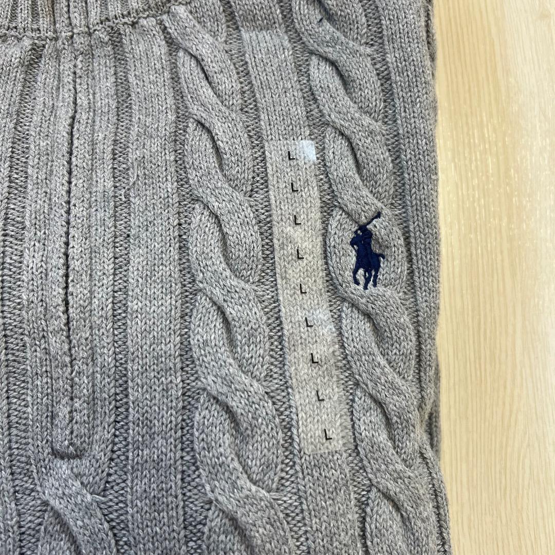 新品 正規品 ラルフローレン ケーブルニット セーター グレー L QRタグ付き