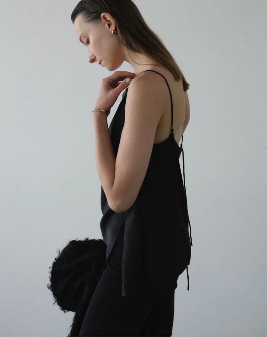 トップス CLANE drape satin camisole tops