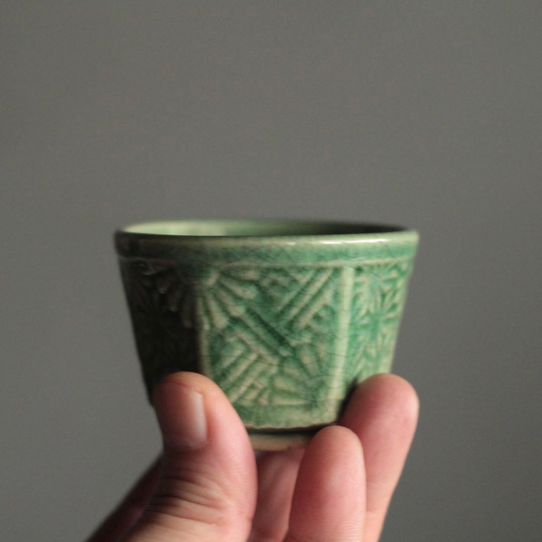 珉平焼 面取 盃 ぐい呑み 酒器 No.3 古道具 アンティーク