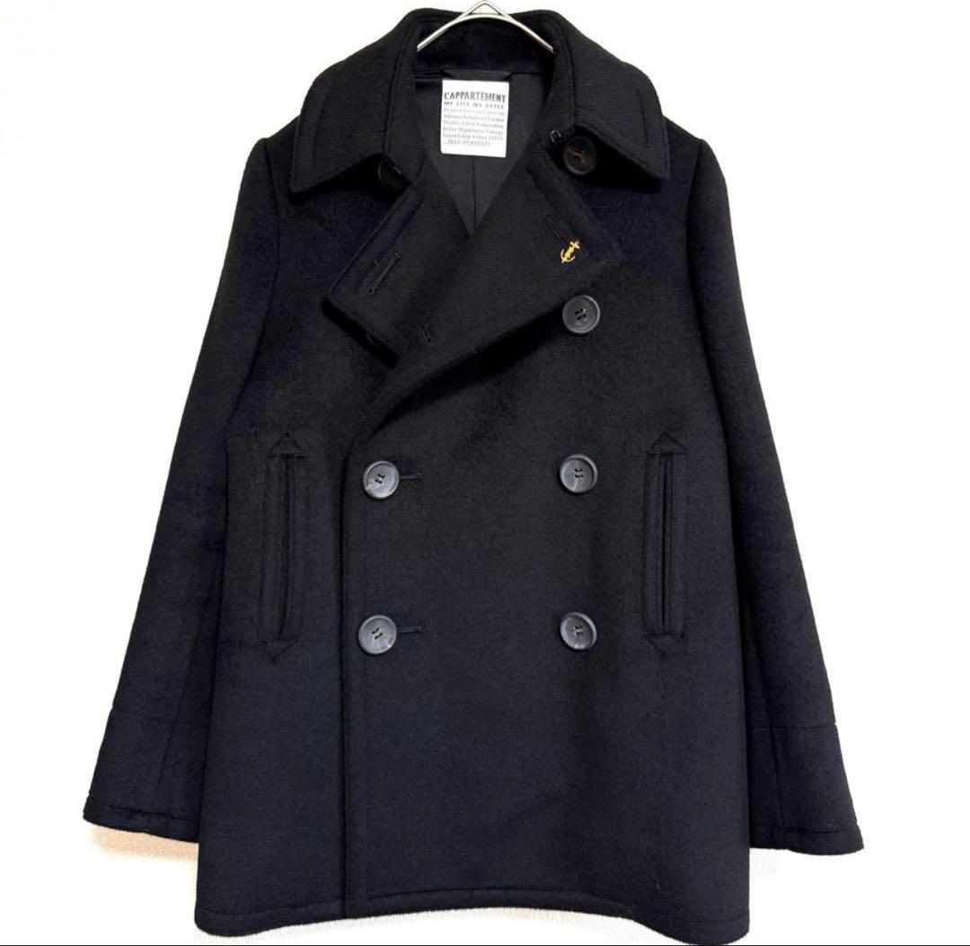 カシミヤ100％★★THE RERACS★ピーコート★黒★バッチ付