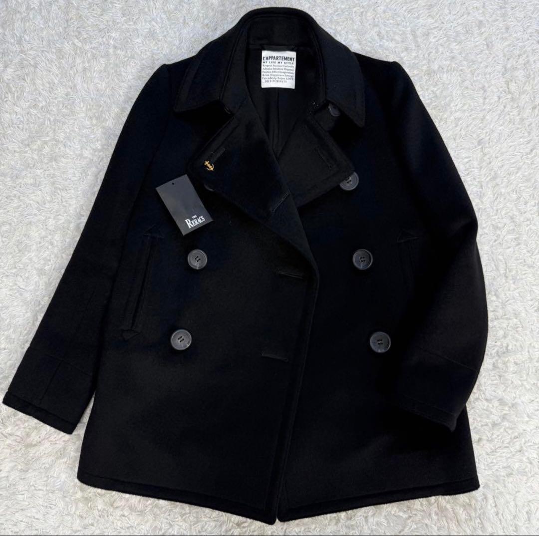 カシミヤ100％★★THE RERACS★ピーコート★黒★バッチ付
