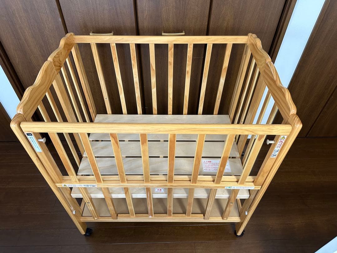 パタン 折りたたみミニベビーベッド 木製 大和屋 キャスター付き 60×90cm
