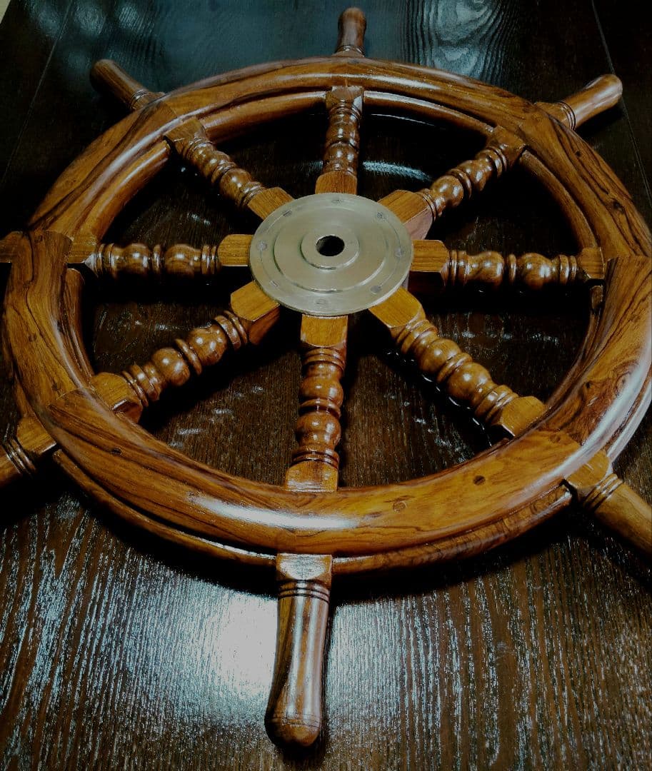 木製　船の舵　舵　舵輪　骨董品　置物　インテリア　コレクション