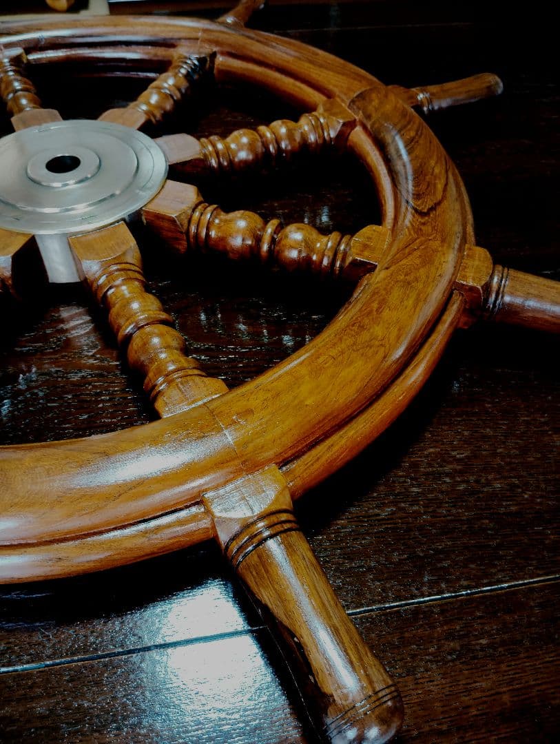 木製　船の舵　舵　舵輪　骨董品　置物　インテリア　コレクション