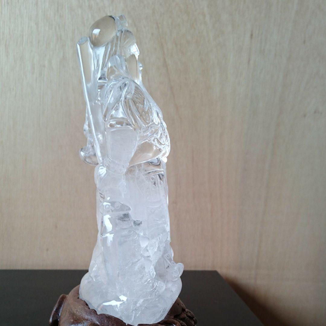 関羽 天然水晶 手彫り (大) パワーストーン 原石 石 インテリア 小物 置物