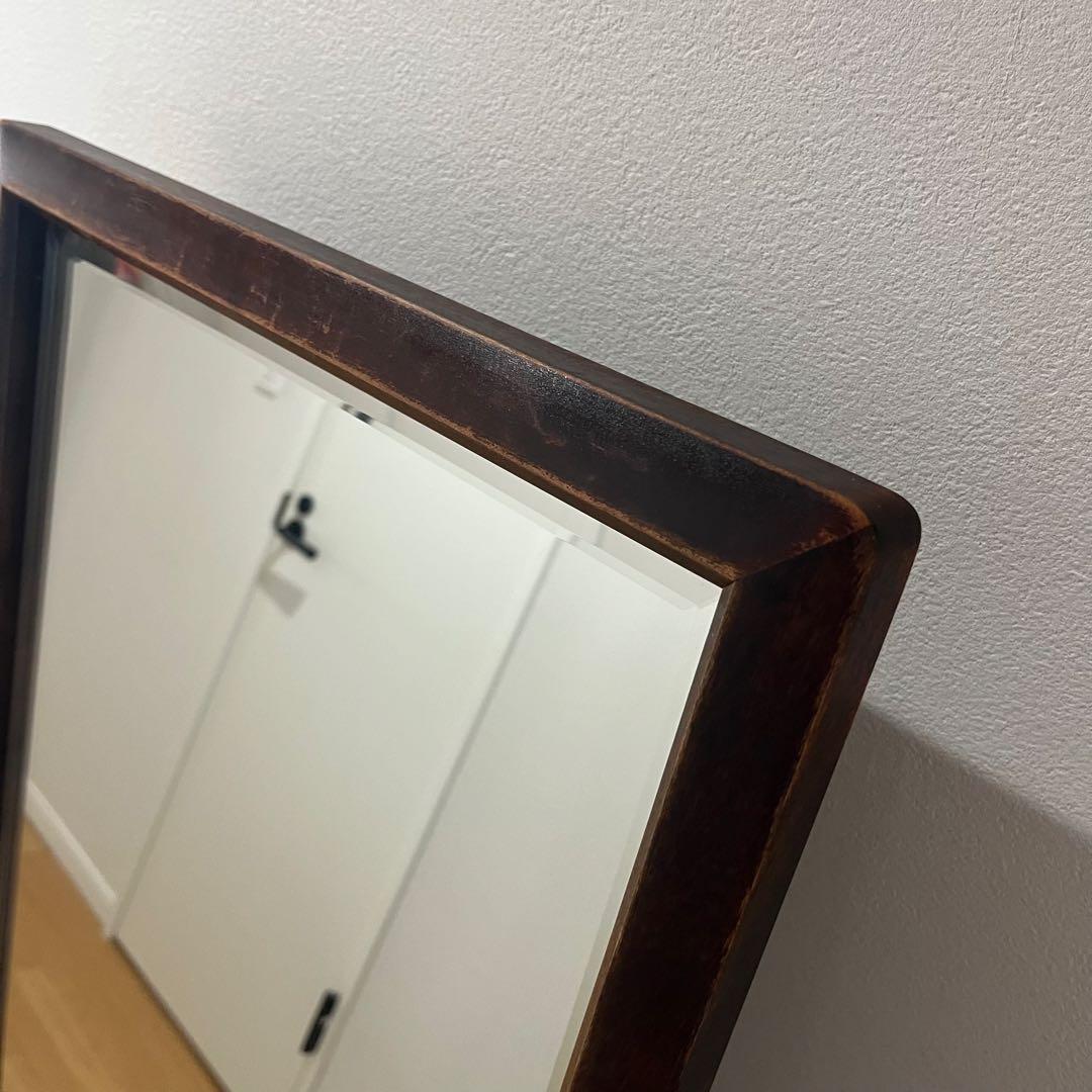 北海道民芸家具 スタンドミラー 姿見 全身鏡 鏡台 木製 アンティーク調