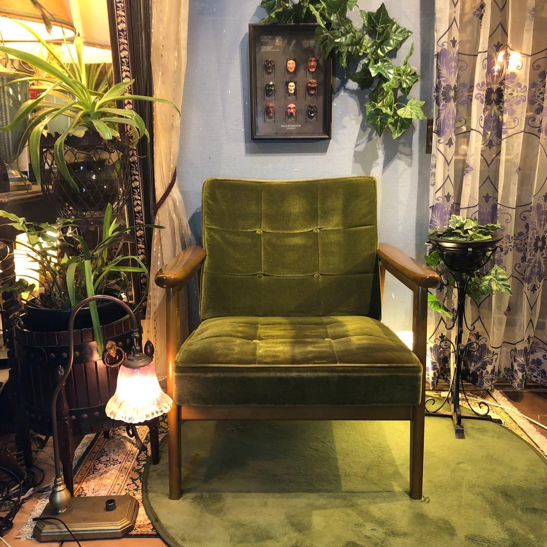 き*)様 ヴィンテージ カリモク６０　1シーター チェア　ソファ　モケットグリー