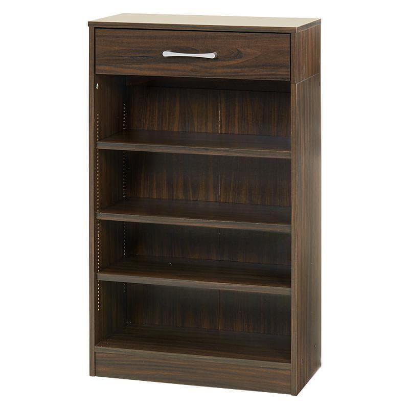 1cm刻みで調節引き出し付き本棚 幅60cm ブラウン [8015]