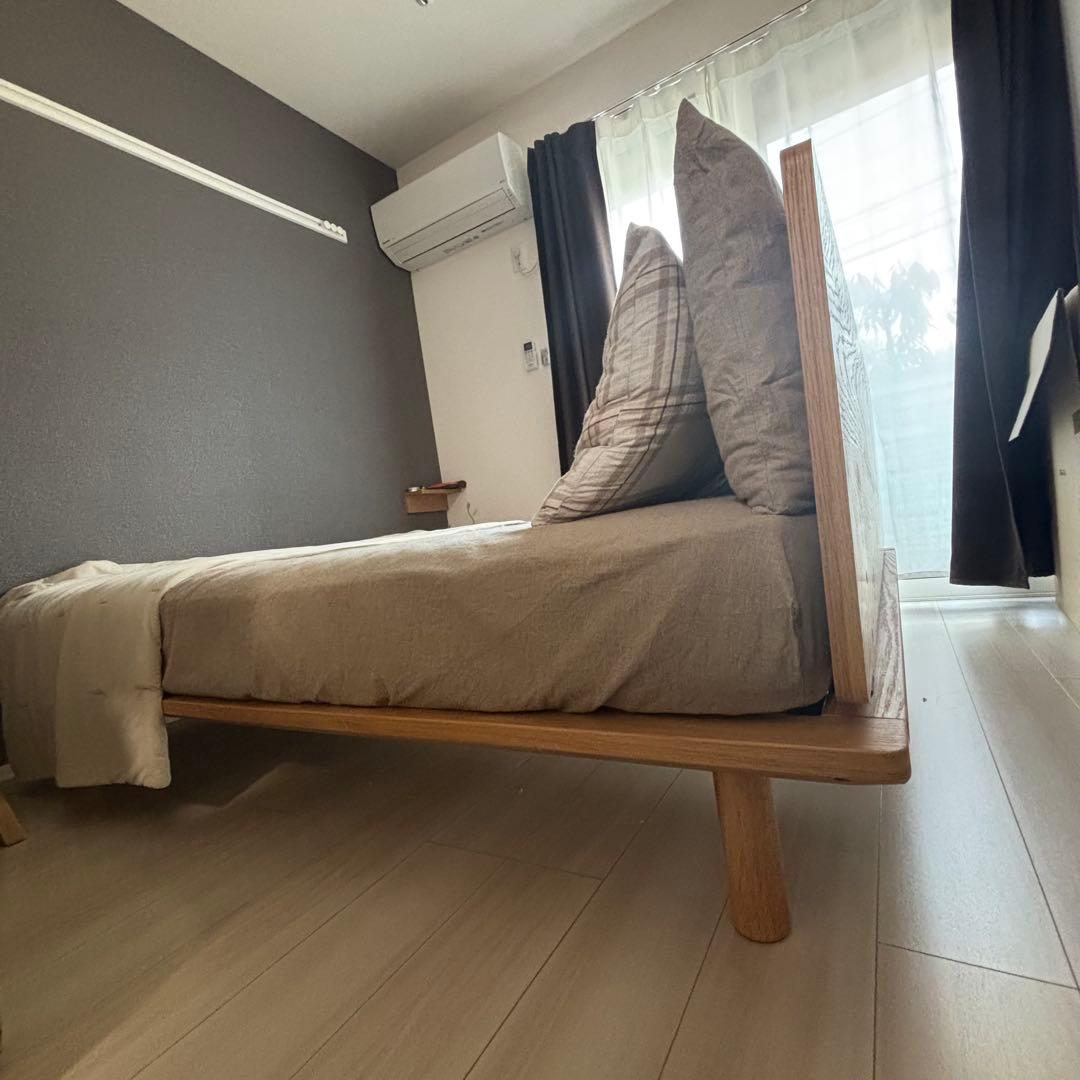 【みゆ】無印　木製ベッドフレーム　ダブル　オーク