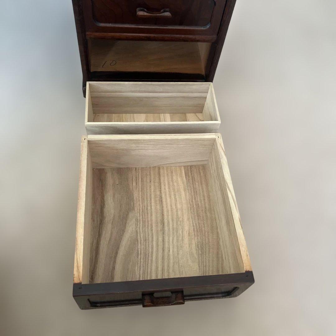 木製折りたたみ文机 和机 三段引き出し 古道具 古民具 アンティーク 隠し引出し