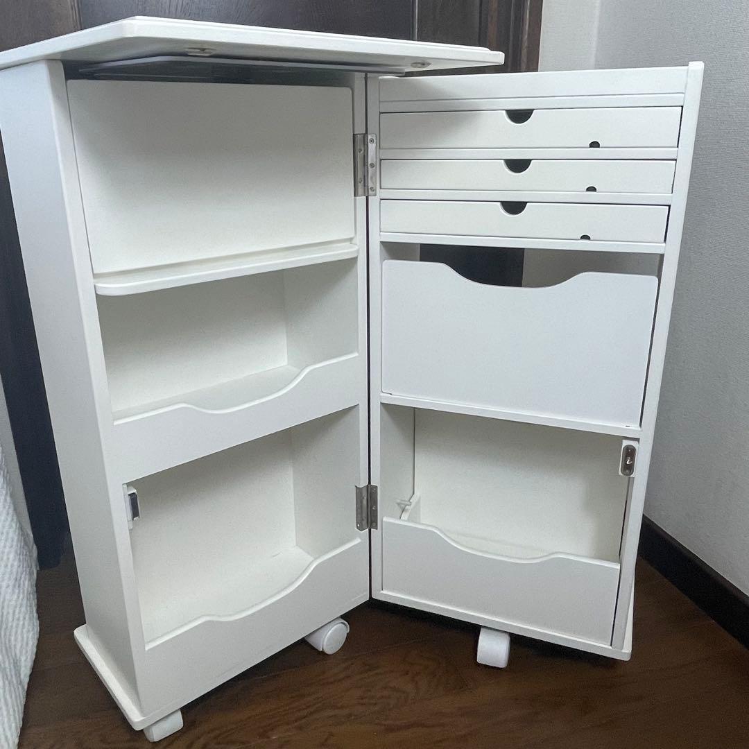 【匿名配送・いいね放置❌】 コスメワゴン ドレッサー コンパクト ホワイト