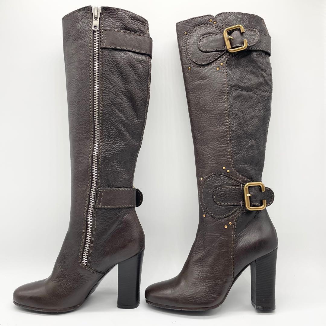 【美品】Chloe クロエ ロングブーツ サイドジップ レザー 金具 23cm