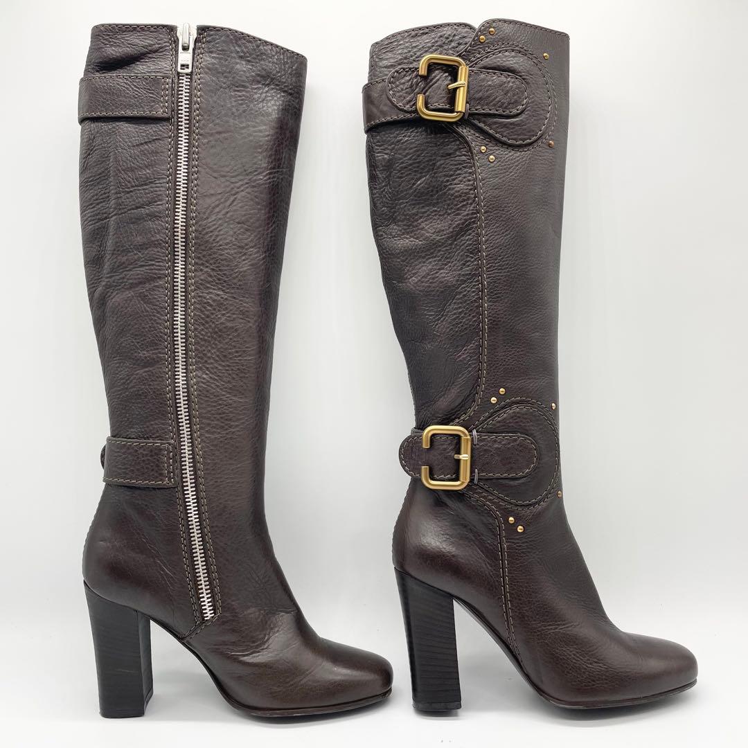 【美品】Chloe クロエ ロングブーツ サイドジップ レザー 金具 23cm