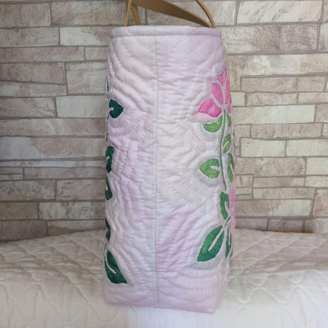 薔薇のハワイアンキルトバッグ　ハンドメイド