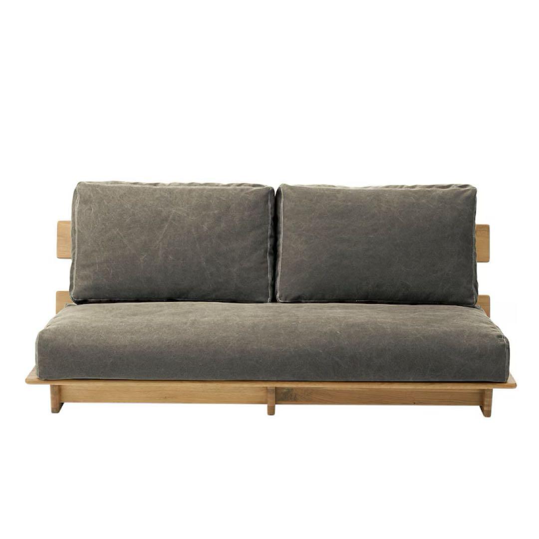 カバーが洗えるオーク材のフェザー入りローソファー ＜幅165cm＞