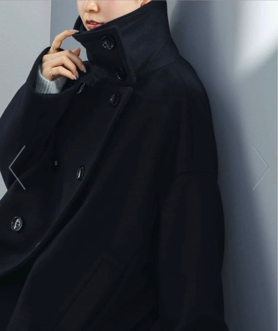 25AW✨　新品タグ付き　NOBLE スタンドカラーオーバーコート ネイビー