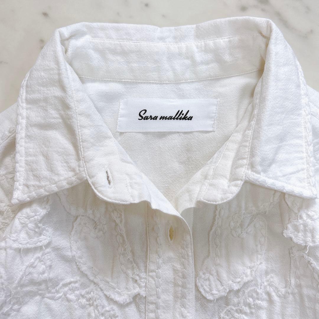 美品♪サラマリカ　コットンリネンパッチビッグシャツ　刺繍　オーバーサイズ　綿麻