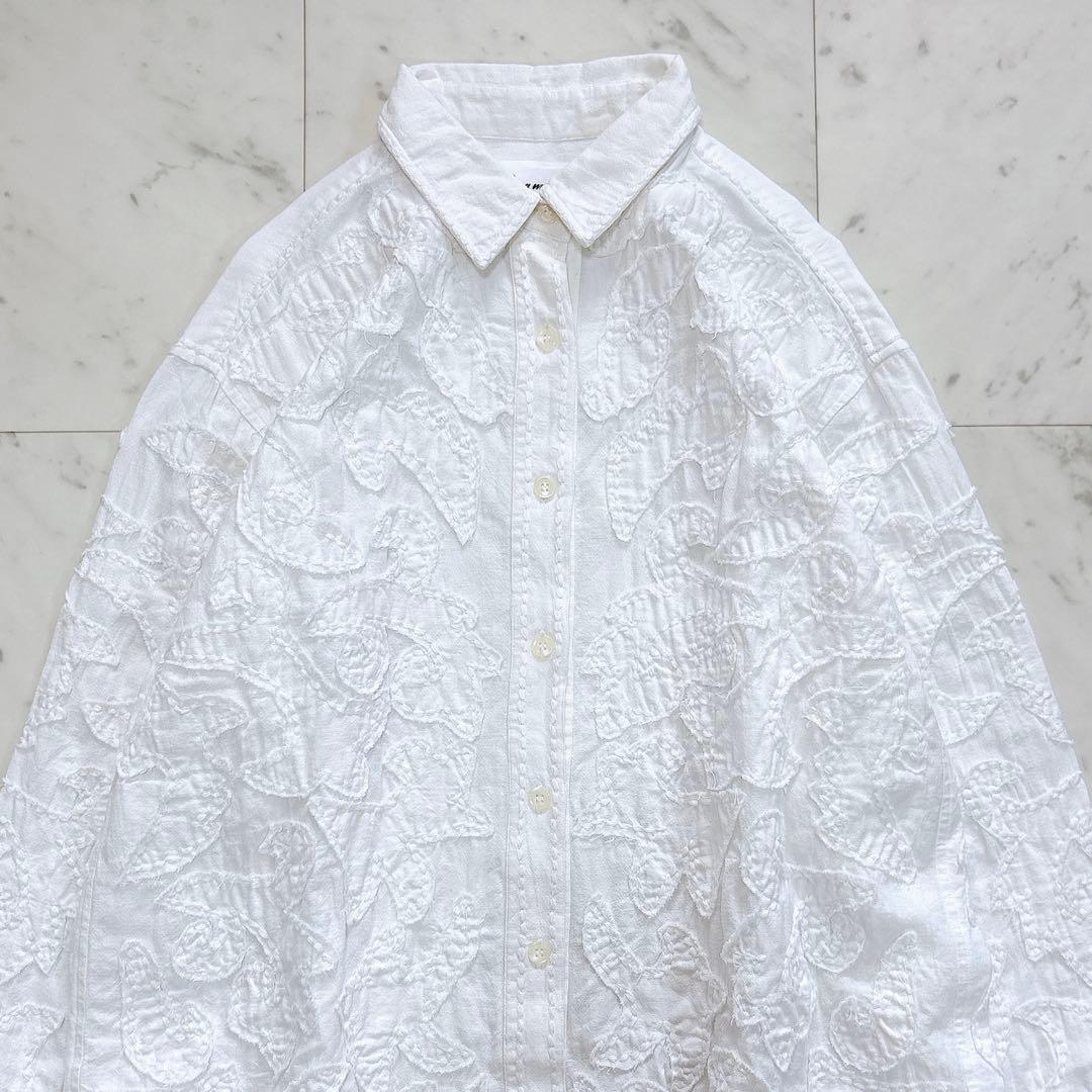 美品♪サラマリカ　コットンリネンパッチビッグシャツ　刺繍　オーバーサイズ　綿麻