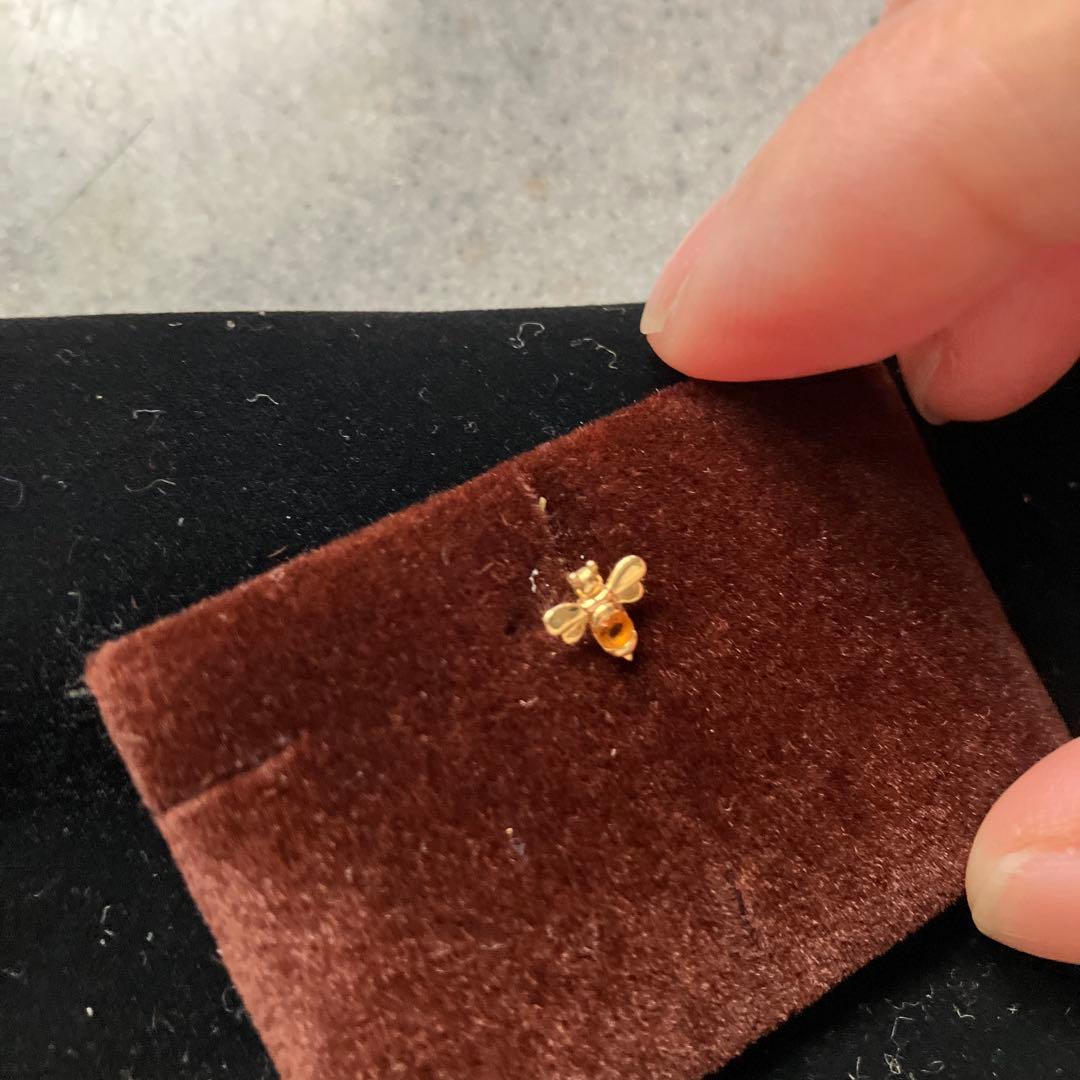 新品蜂デザイン ミツバチ18金ゴールドトーン ピアス(片耳用)