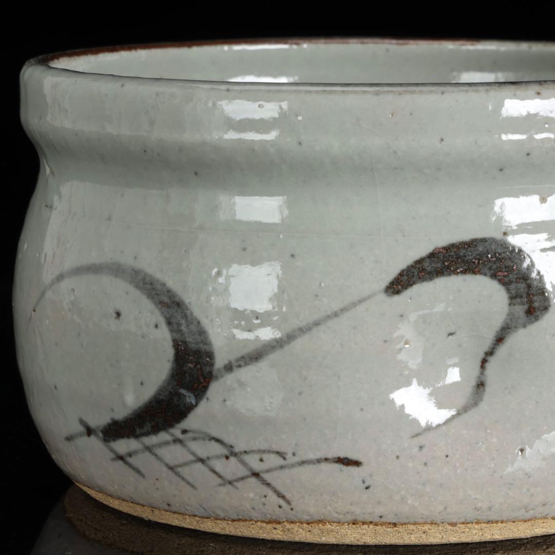 絵唐津 利右衛門銘 建水 在銘 共箱付 茶道具 唐津焼 時代物 古美術 骨董品