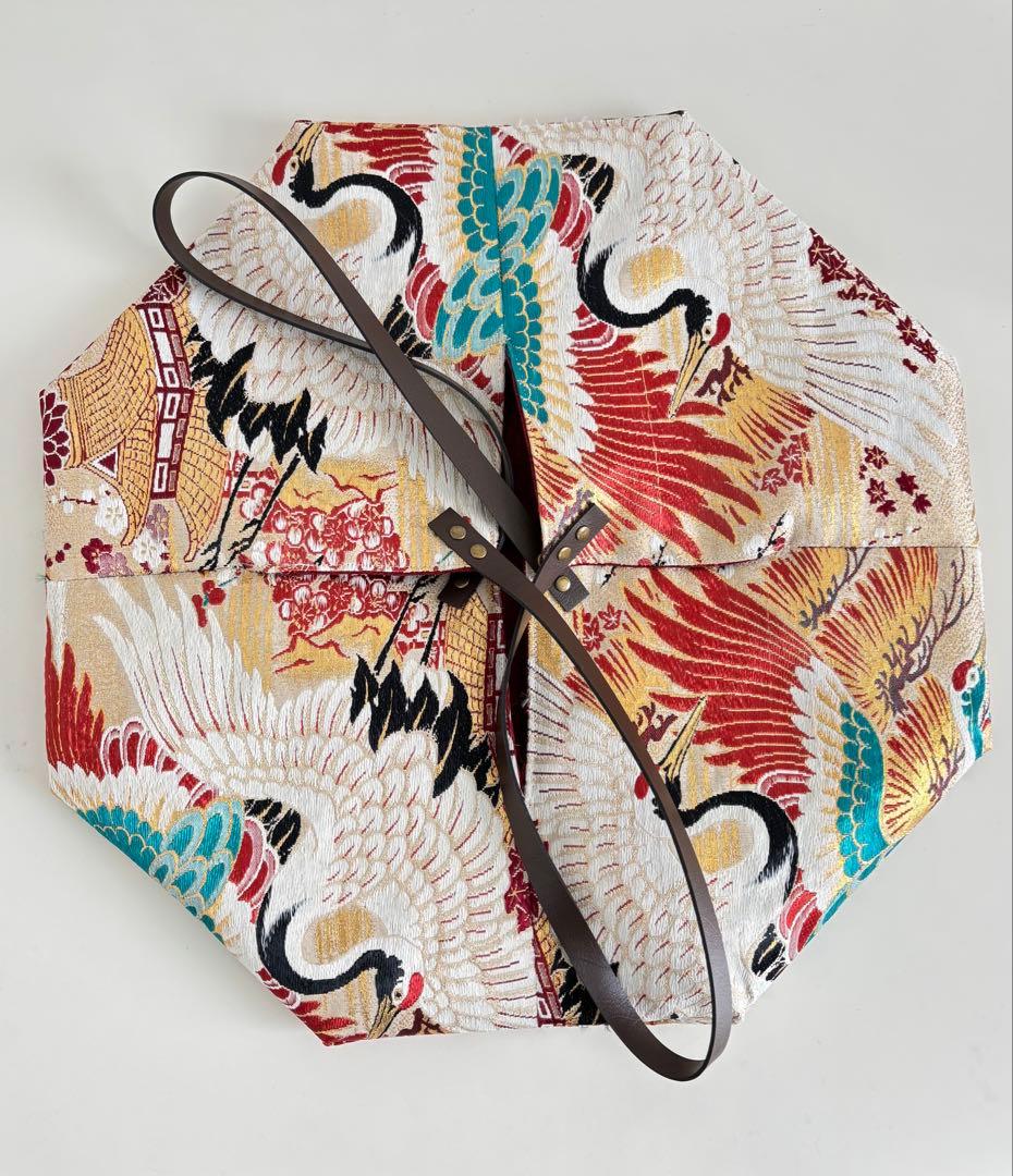 帯リメイクバッグ　あずま袋、風呂敷袋、エコバッグ、ショッピングバッグ、八角バッグ