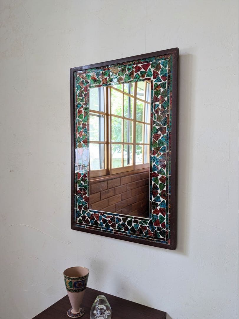 【rin】ステンドグラスの壁掛けミラー