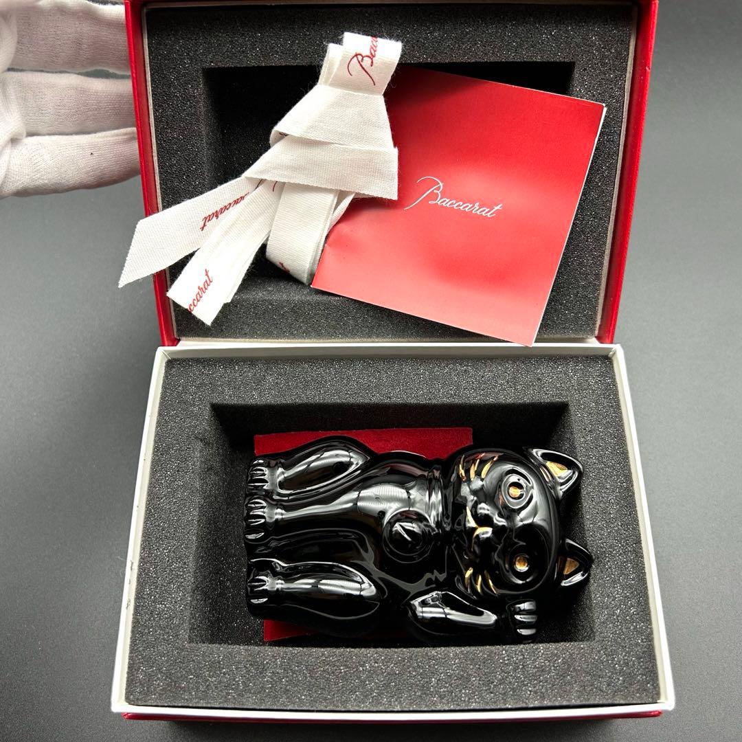 【新品・未使用】Baccarat　招き猫　ミッドナイト　ブルー　ネイビー　置物