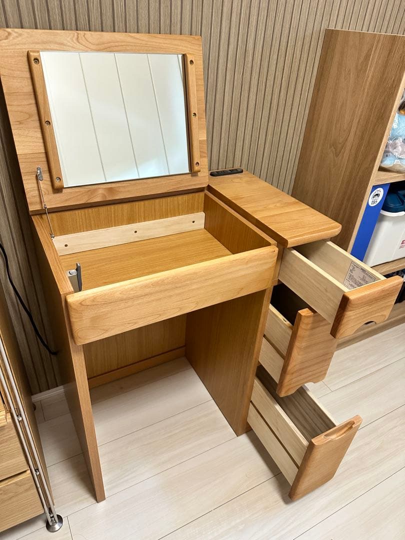 ドレッサー RCL-DS60 チェア付き 鏡台 アルダー材 ナチュラル