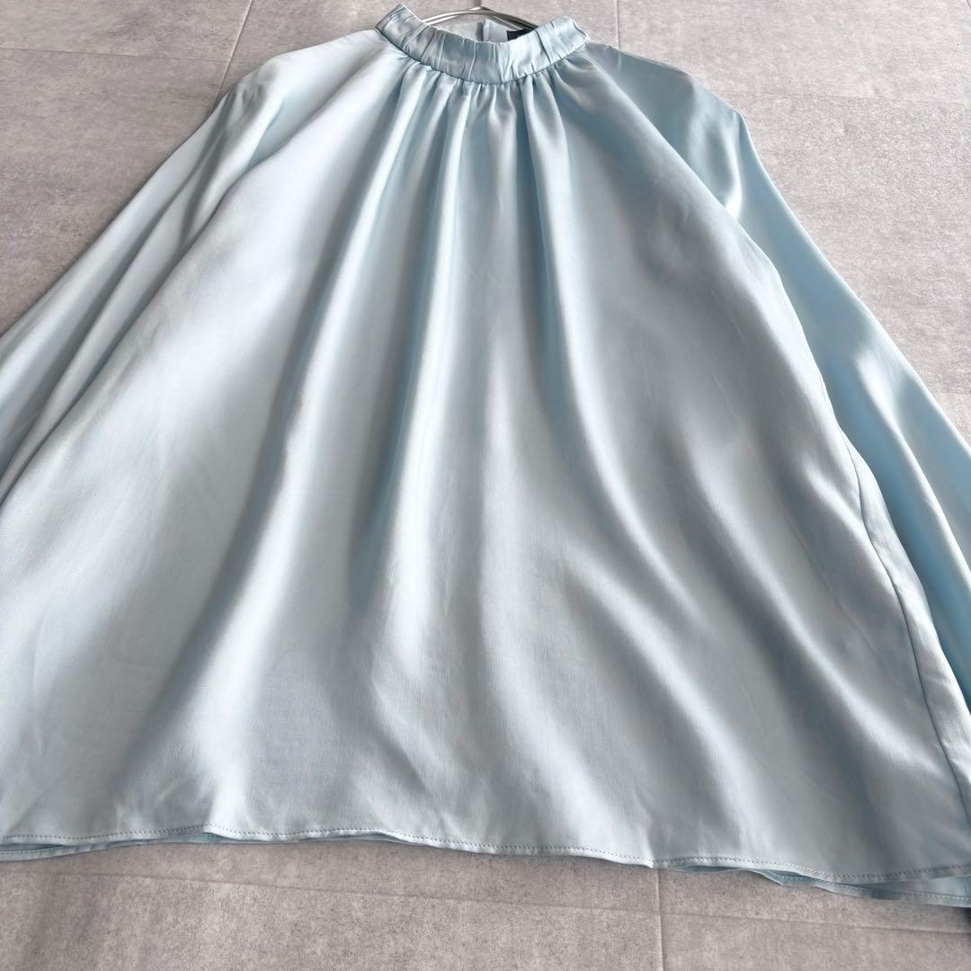 2024✨トゥモローランド ウォッシャブルサテン スタンドギャザーカラーブラウス