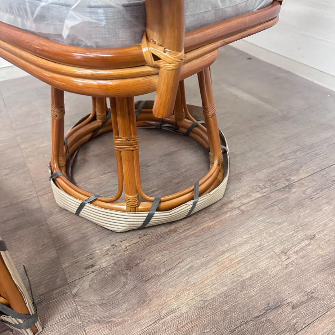 ラタン　アジアンテイスト　籐回転座椅子 ＆オットマン　スツール　椅子