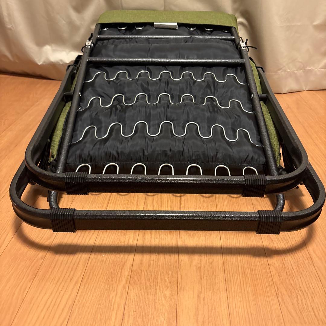 【美品】タック フットレスト付きリクライニングチェア グリーン リラックスチェア