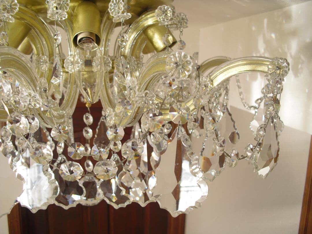 イタリア製 シーリングシャンデリア☆美しいカットと透明感のクリスタルガラス