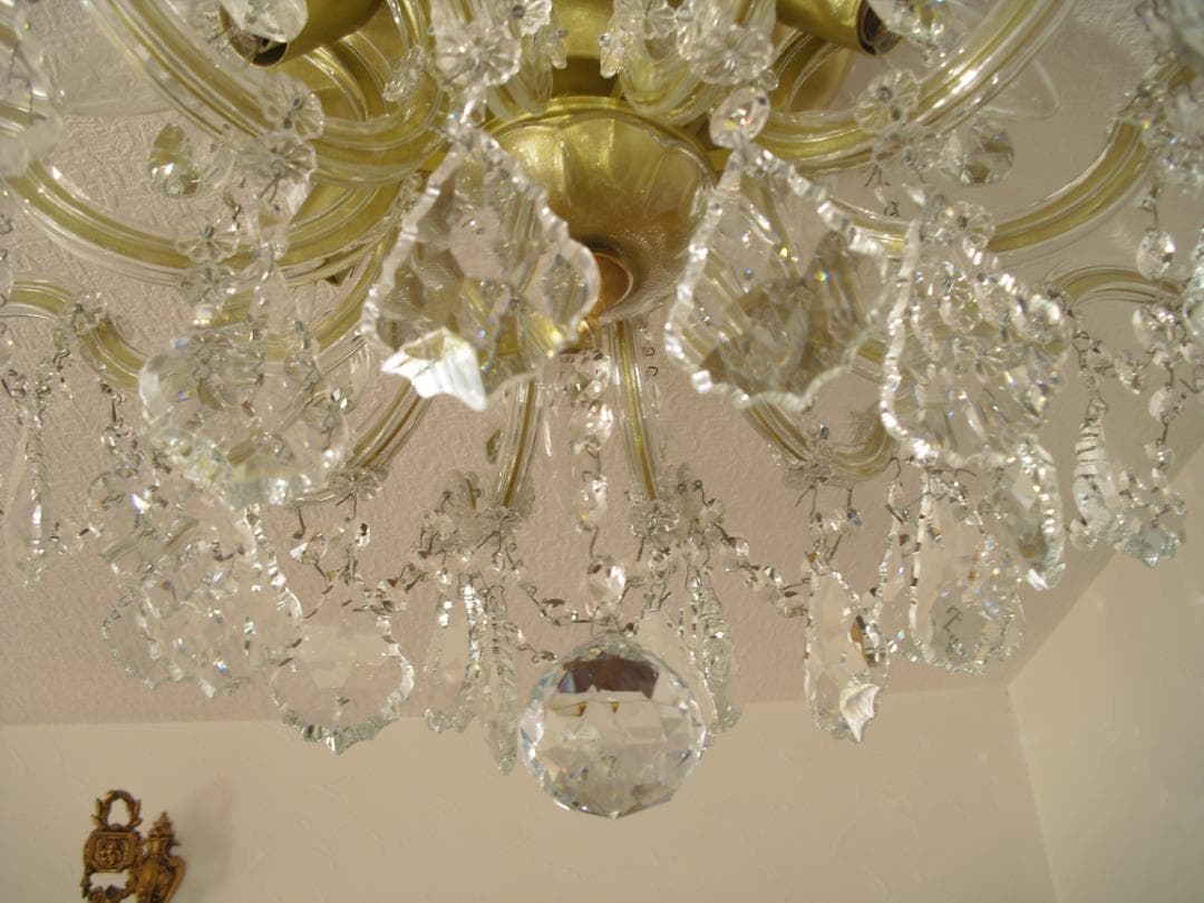 イタリア製 シーリングシャンデリア☆美しいカットと透明感のクリスタルガラス