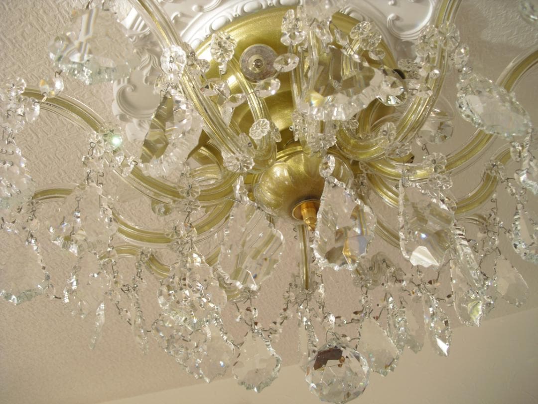 イタリア製 シーリングシャンデリア☆美しいカットと透明感のクリスタルガラス