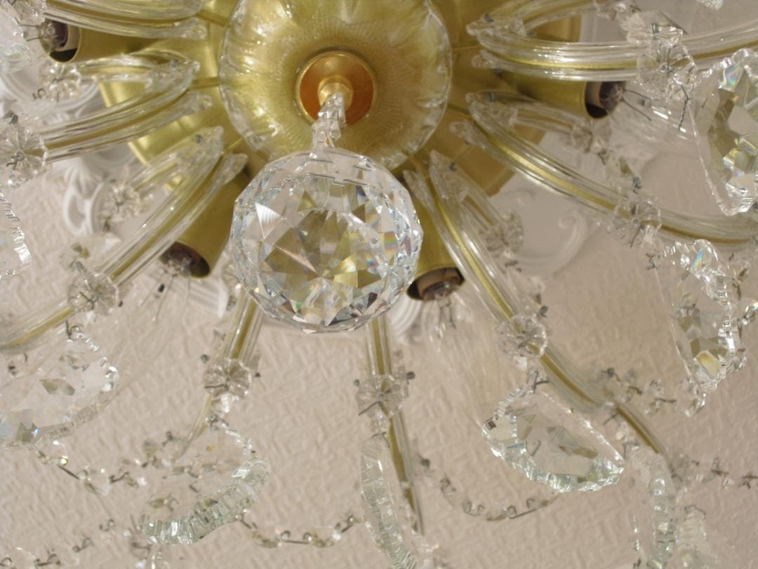 イタリア製 シーリングシャンデリア☆美しいカットと透明感のクリスタルガラス