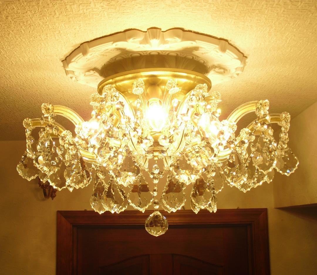 イタリア製 シーリングシャンデリア☆美しいカットと透明感のクリスタルガラス