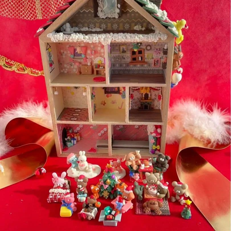 ほっこり癒しのクリスマスハウス＊動物たちのミニチュアセット