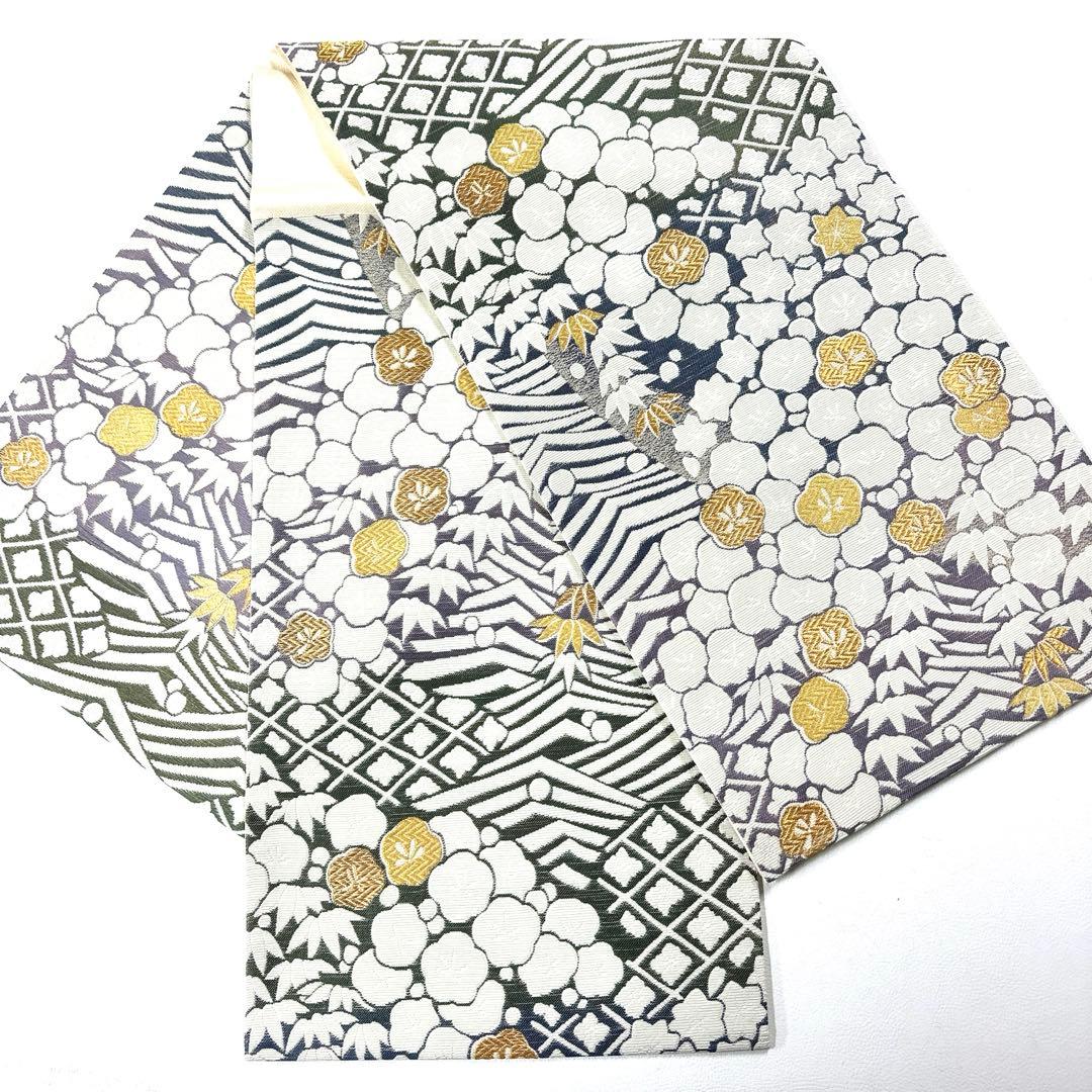 専用帯6127 ●高級 正絹 六通 袋帯 竹 梅