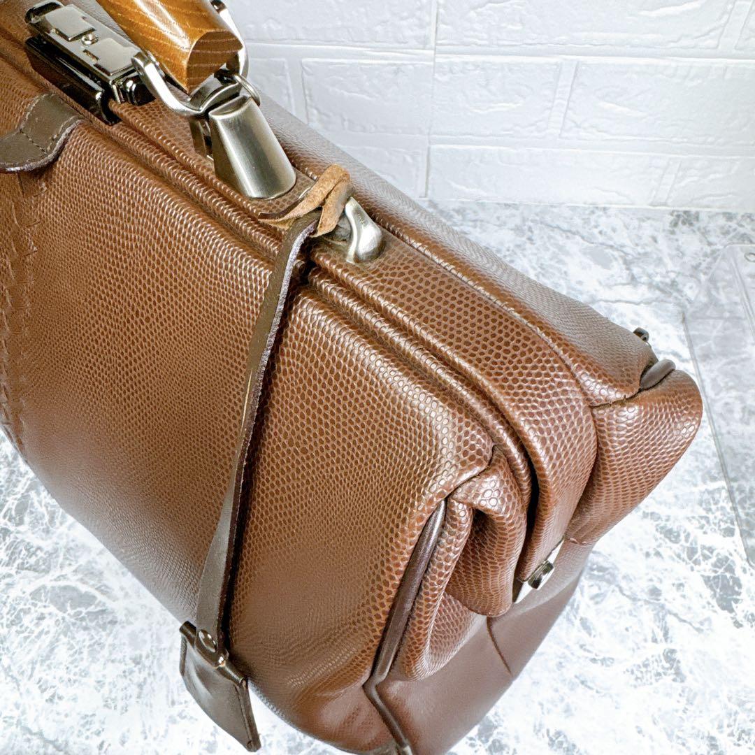 外観極美品【豊岡鞄/YOUTA】本革 LIZARD 3WAY 横ダレスL