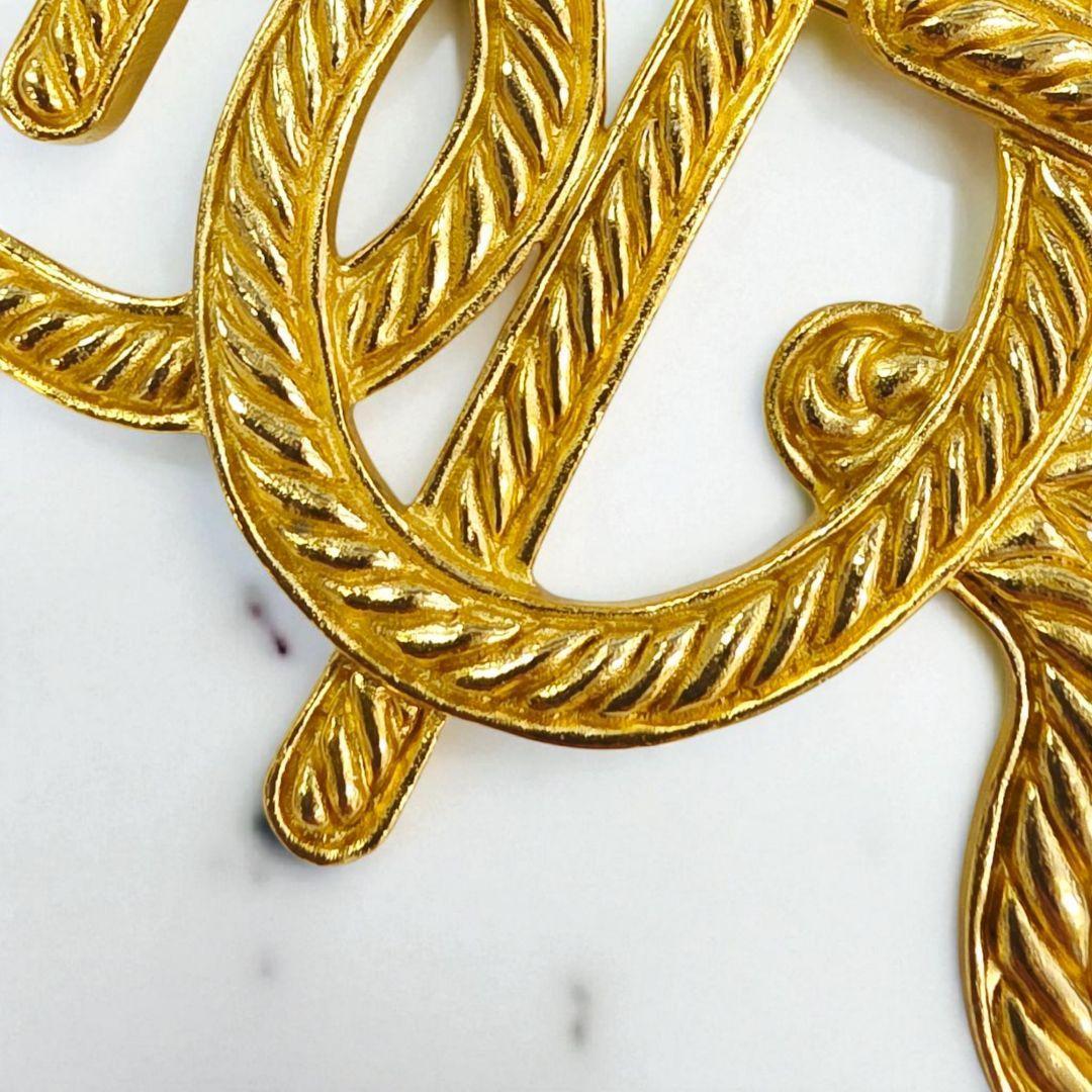 Christian Dior ディオール ロープ ロゴ ゴールド ブローチ