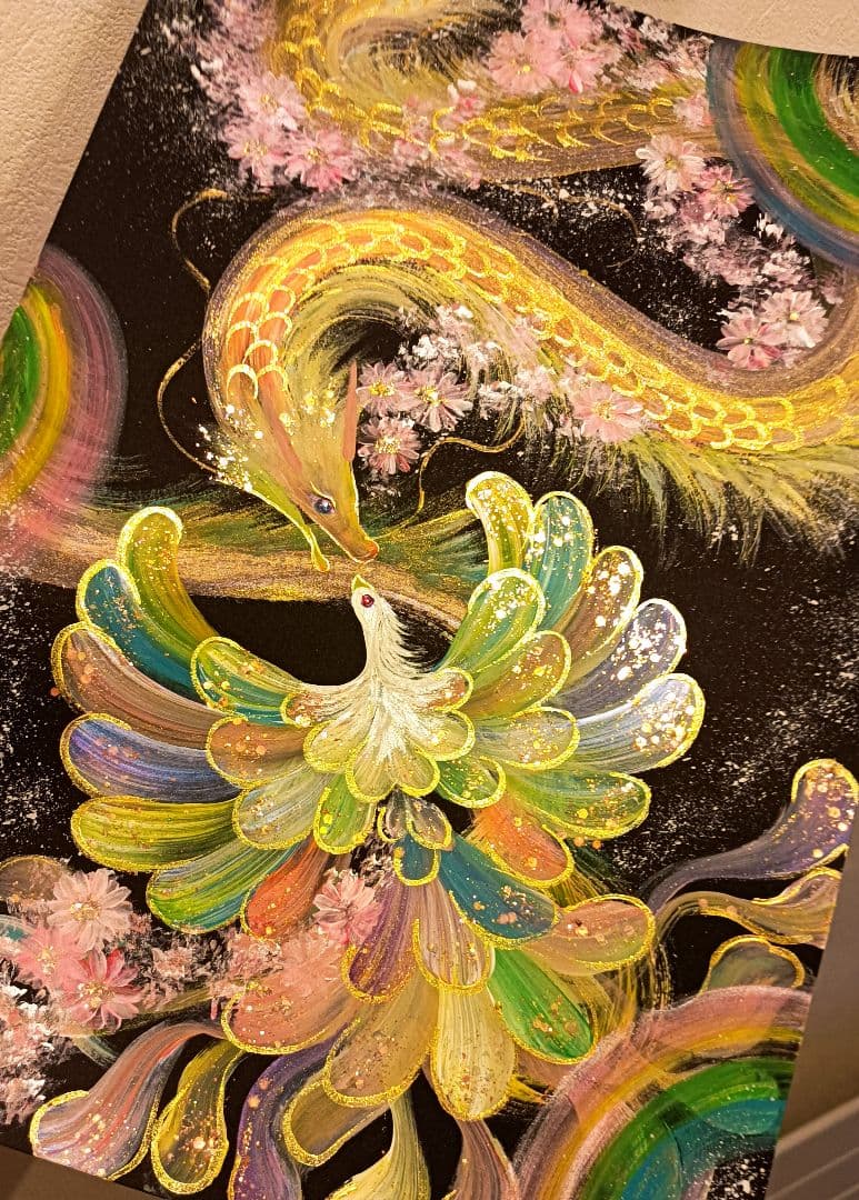 開運絵画　❀『八卦全』❀特別作品　強福　最強龍鳳凰様つなぎ❀