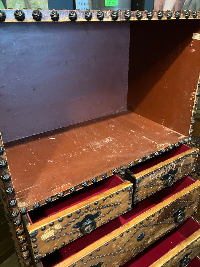 箪笥　民芸家具 打ち出し金具　5段引き出し　和レトロ　中古品