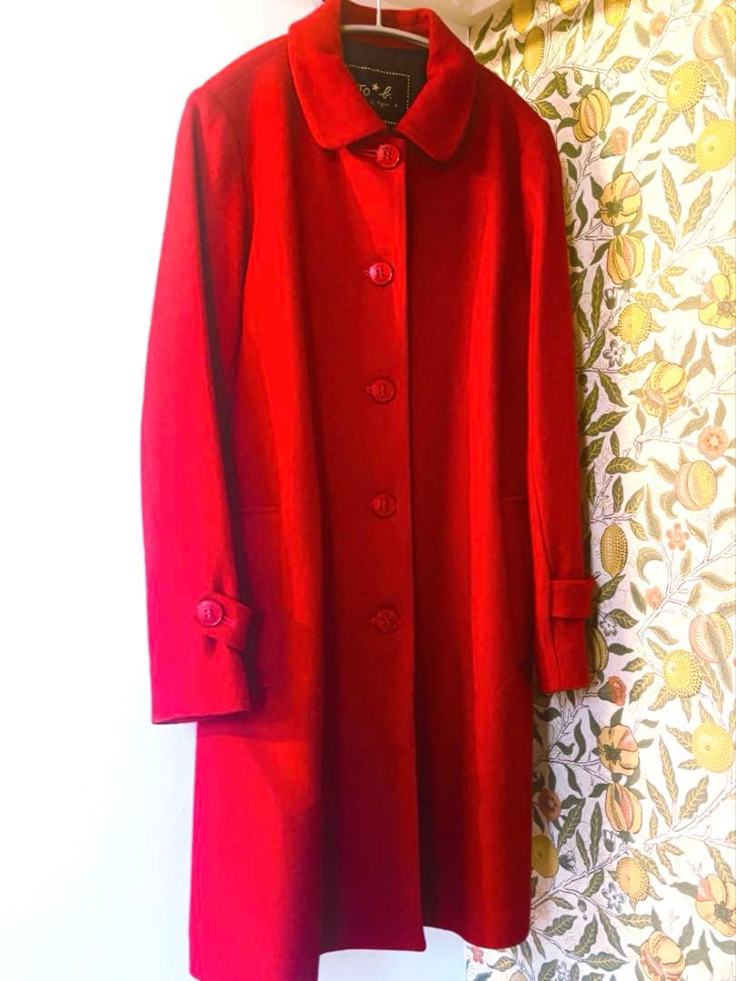 agnes b. MANTEAU 赤 ピーコート　ロングコート Aライン