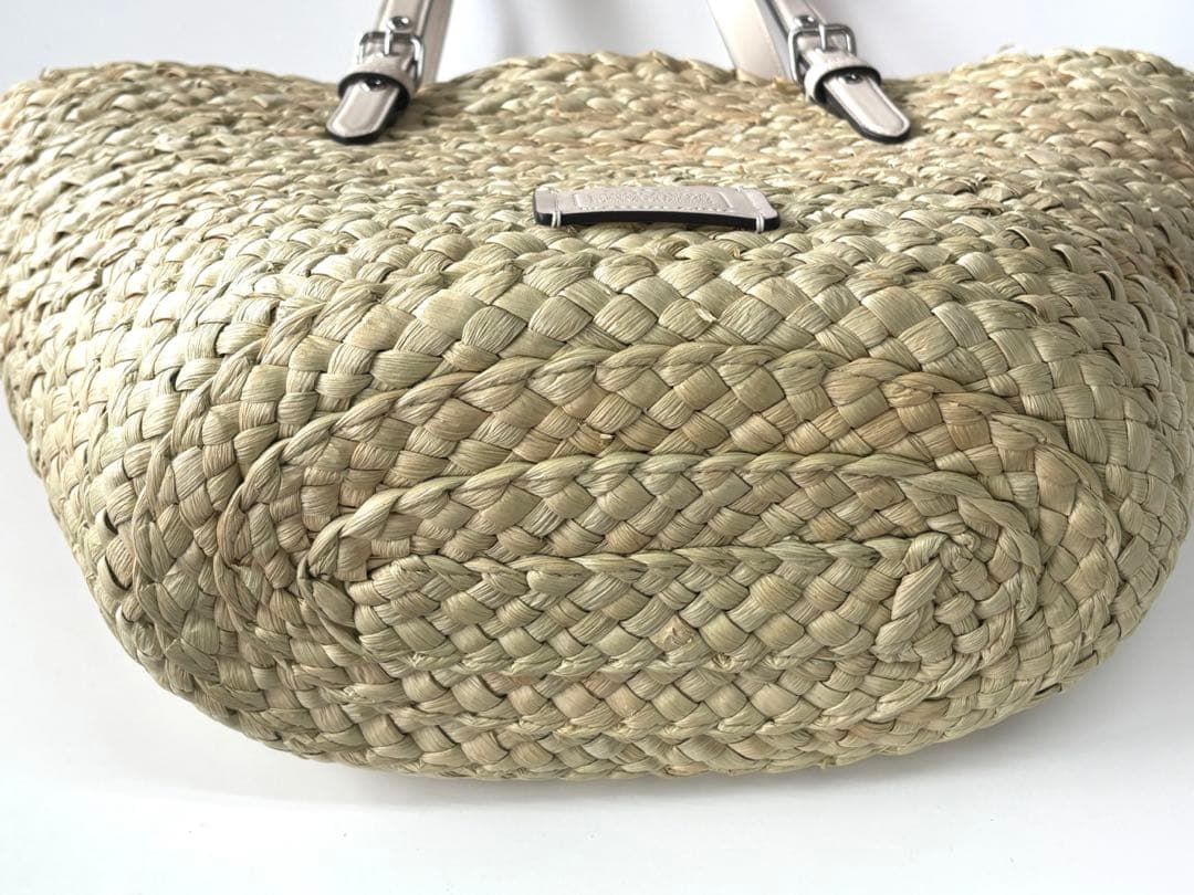 COACH コーチ レザー×ストロー カゴバッグ トート 大容量